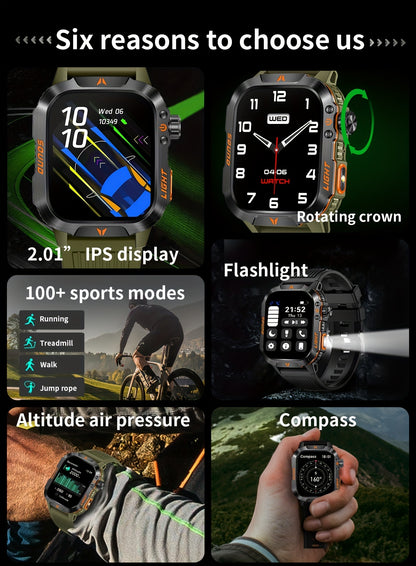 New Smart Watch (Answer/Call) Outdoor Sports Watch LED Altimeter Barometer 100+ Sports Modes 600mAh Battery Multimedia Message View Weather Fitness Tracker for Android Phone